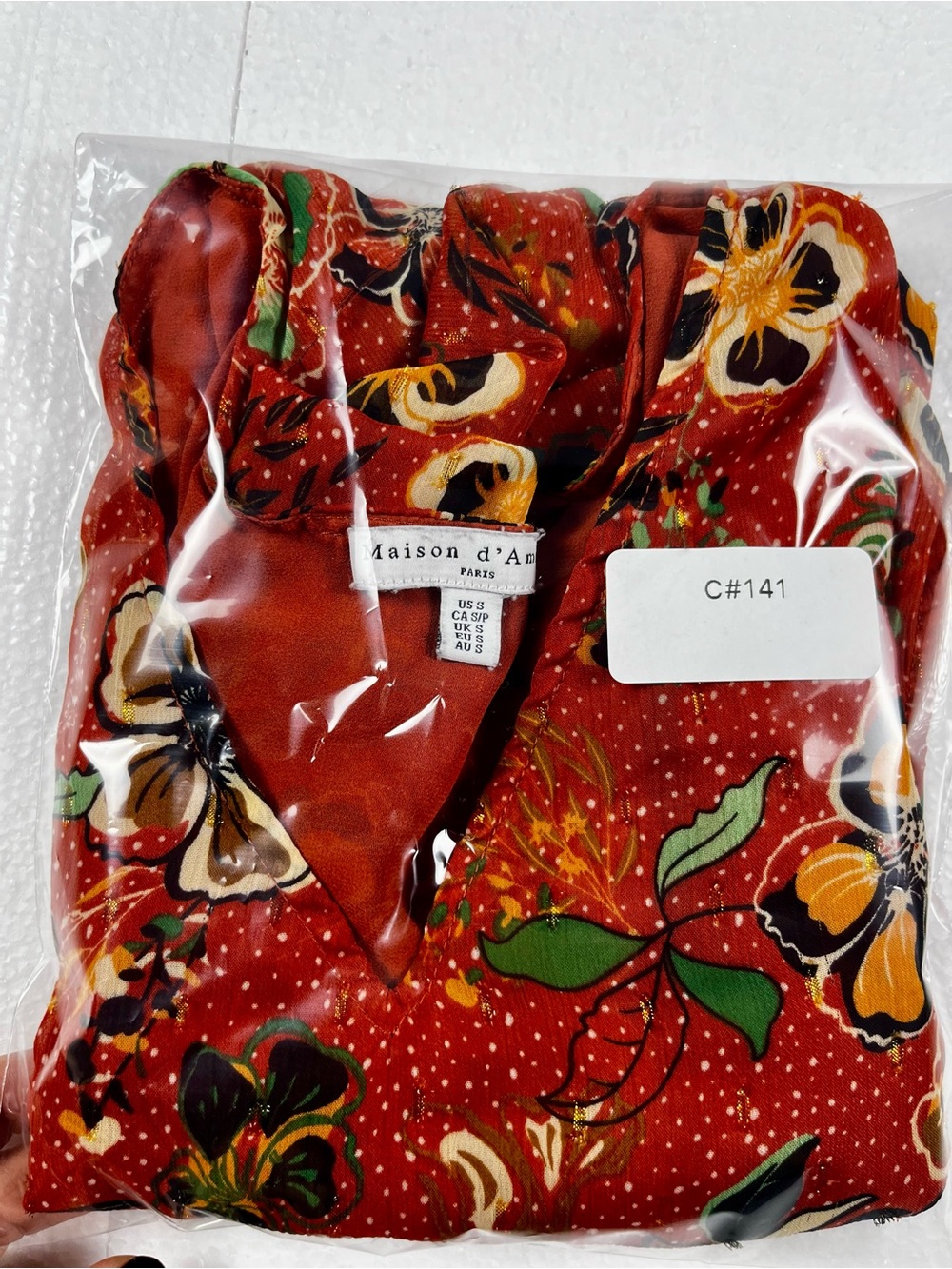 Maison d’Amélie Paris Floral Blouse Top Size Small Red Multicolor - sku 141 - Picture 8 of 8